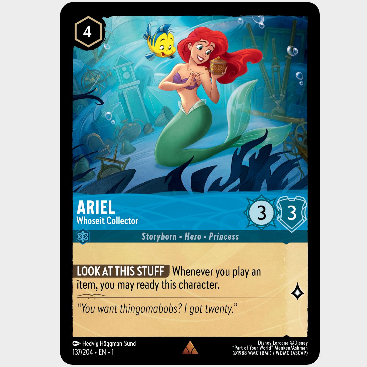 Disney Lorcana cards on a plain background