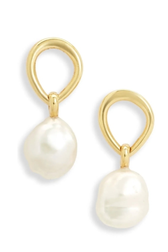 Nura Freshwater Pearl Drop Frontal Hoop Earrings
