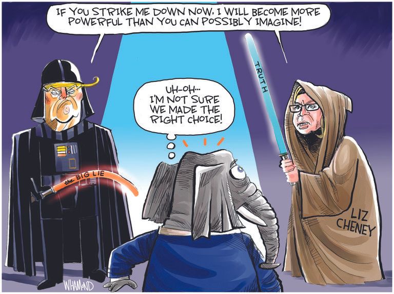 Political Cartoon U.S. trump liz cheney gop star wars