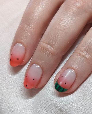 Watermelon ombre French nails