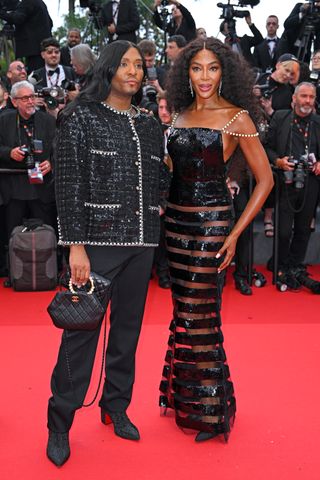 Law Roach and Naomi Campbell on the Cannes red carpet