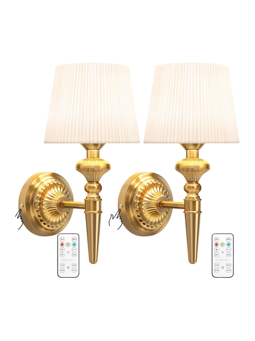 Vintage-Inspired Cordless Battery Powered Wall Sconces, Set of 2