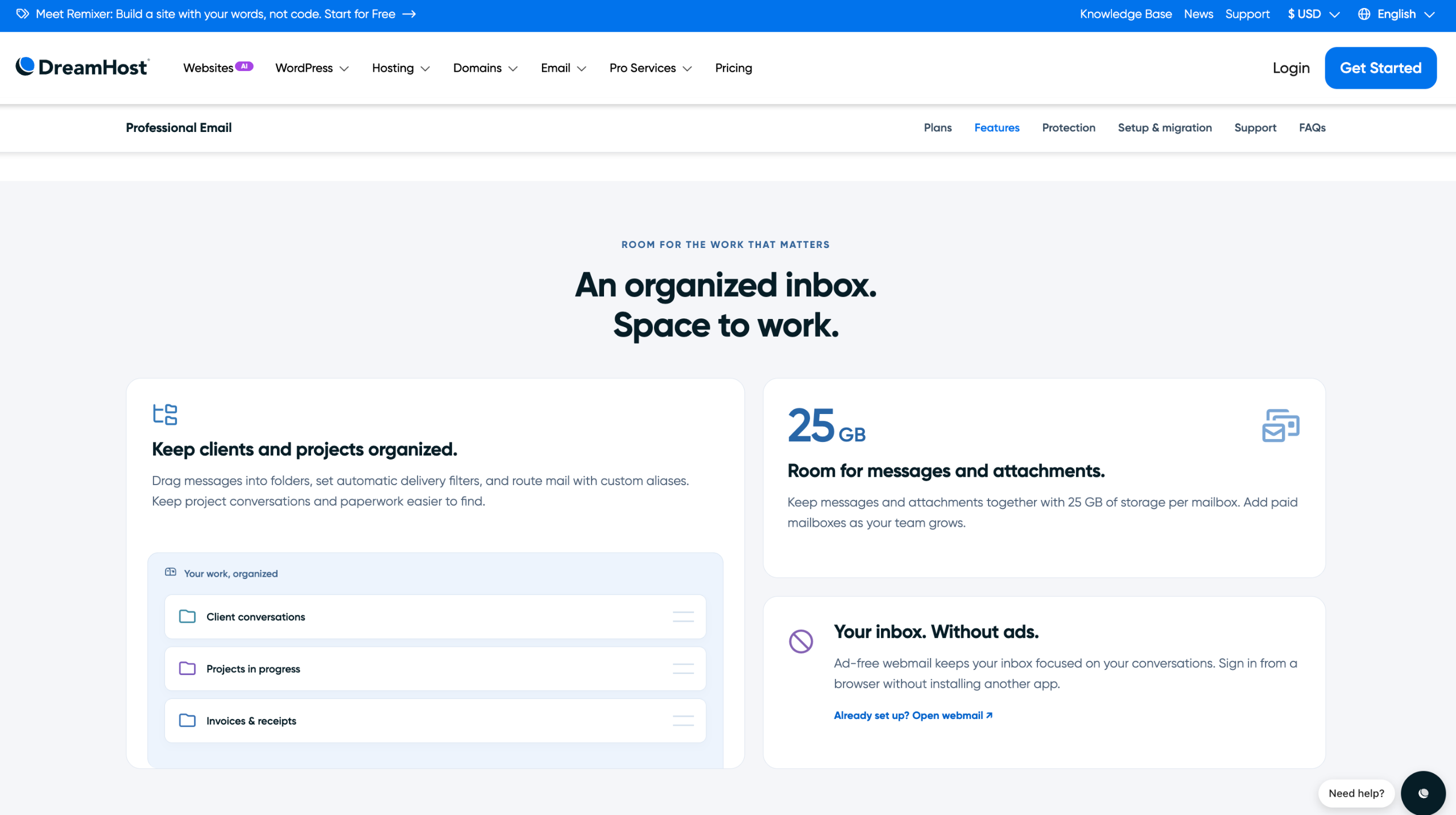 DreamHost features