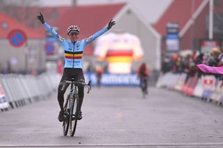 Sanne Cant (Belgium) wins her third world title at the UCI Cyclo-cross World Championships Bogense