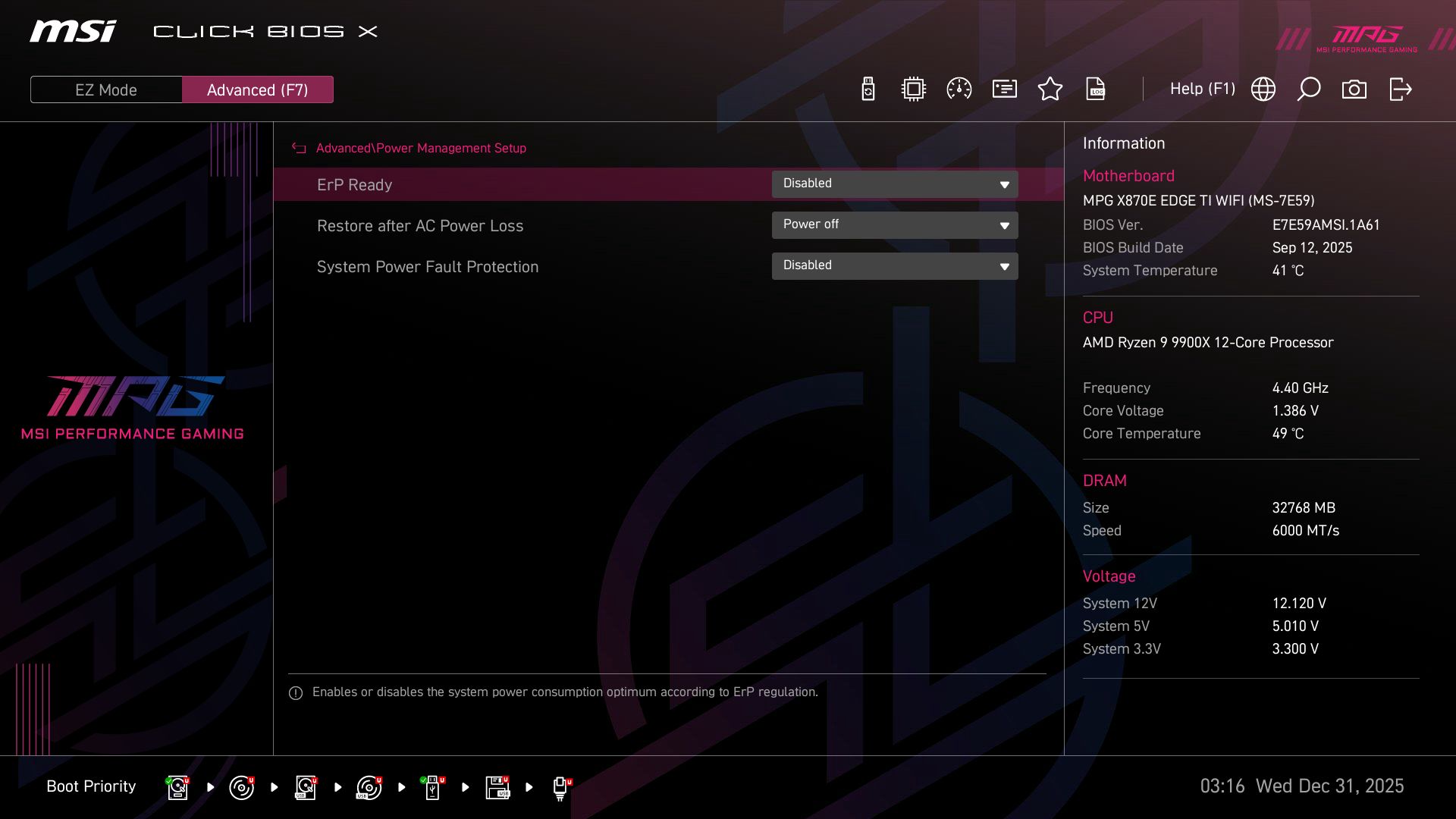 MSI MPG X870E Edge Ti Wifi - BIOS