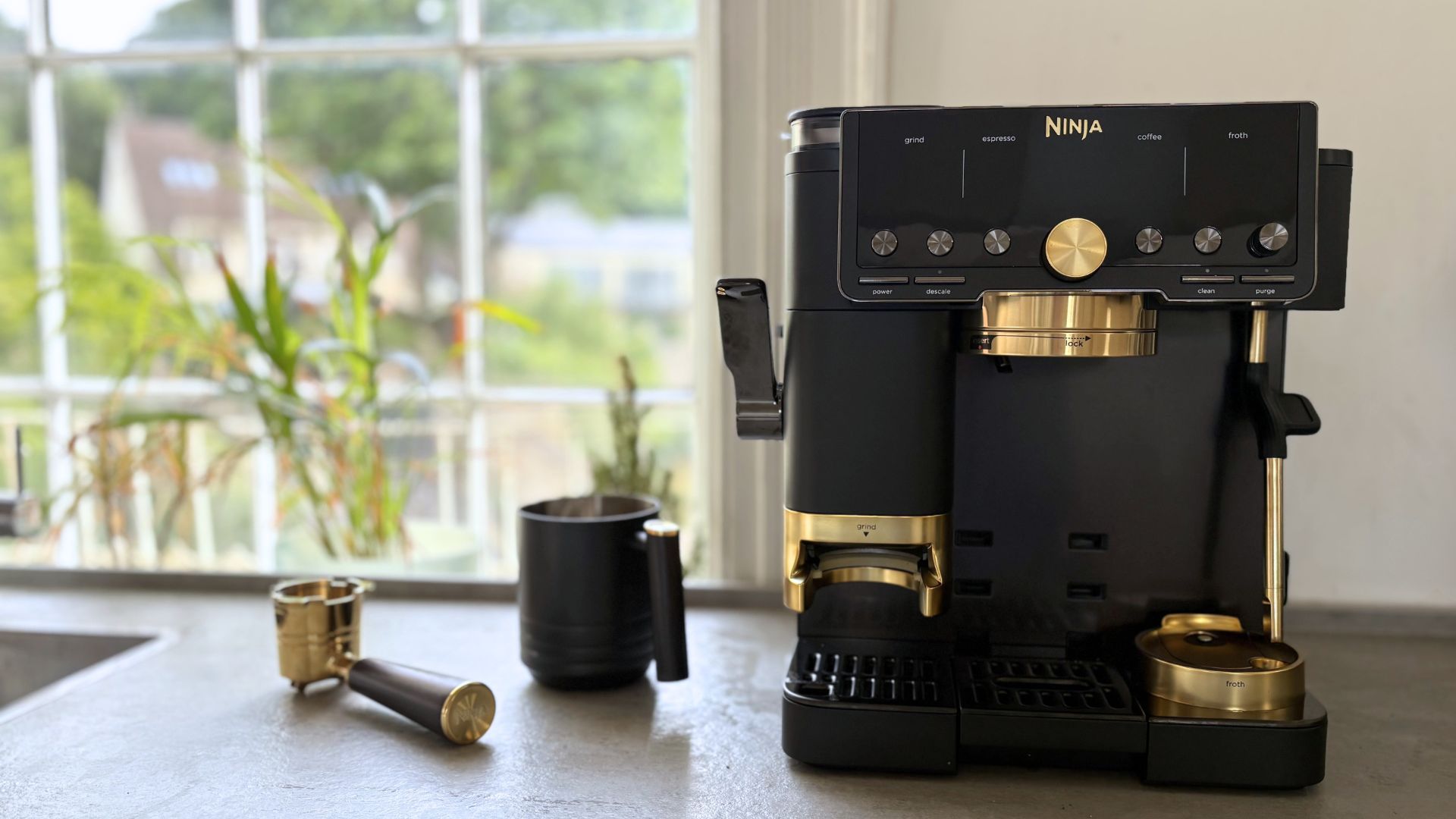 Accents and features added by David Beckham to the David Beckham Ninja Luxe Caf&amp;eacute; Pro Coffee Machine