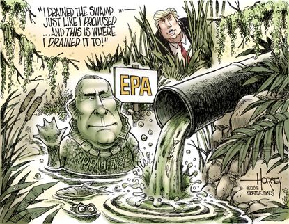 Political cartoon U.S. Scott Pruitt EPA swamp