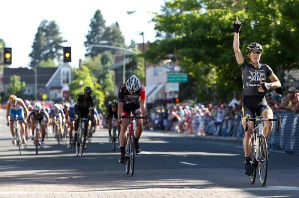 Ben King (Trek-Livestrong) had plenty of time to celebrate as he crossed the line.