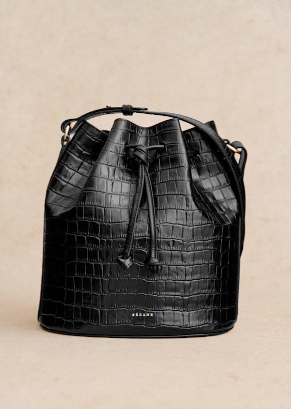Farrow Bag - Black Crocodile Print - Vegetable Tanned, Crocodile Embossed Smooth Bovine Leather - Sézane