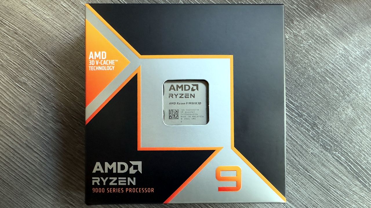 Photo of an AMD Ryzen 9 9950X3D processor