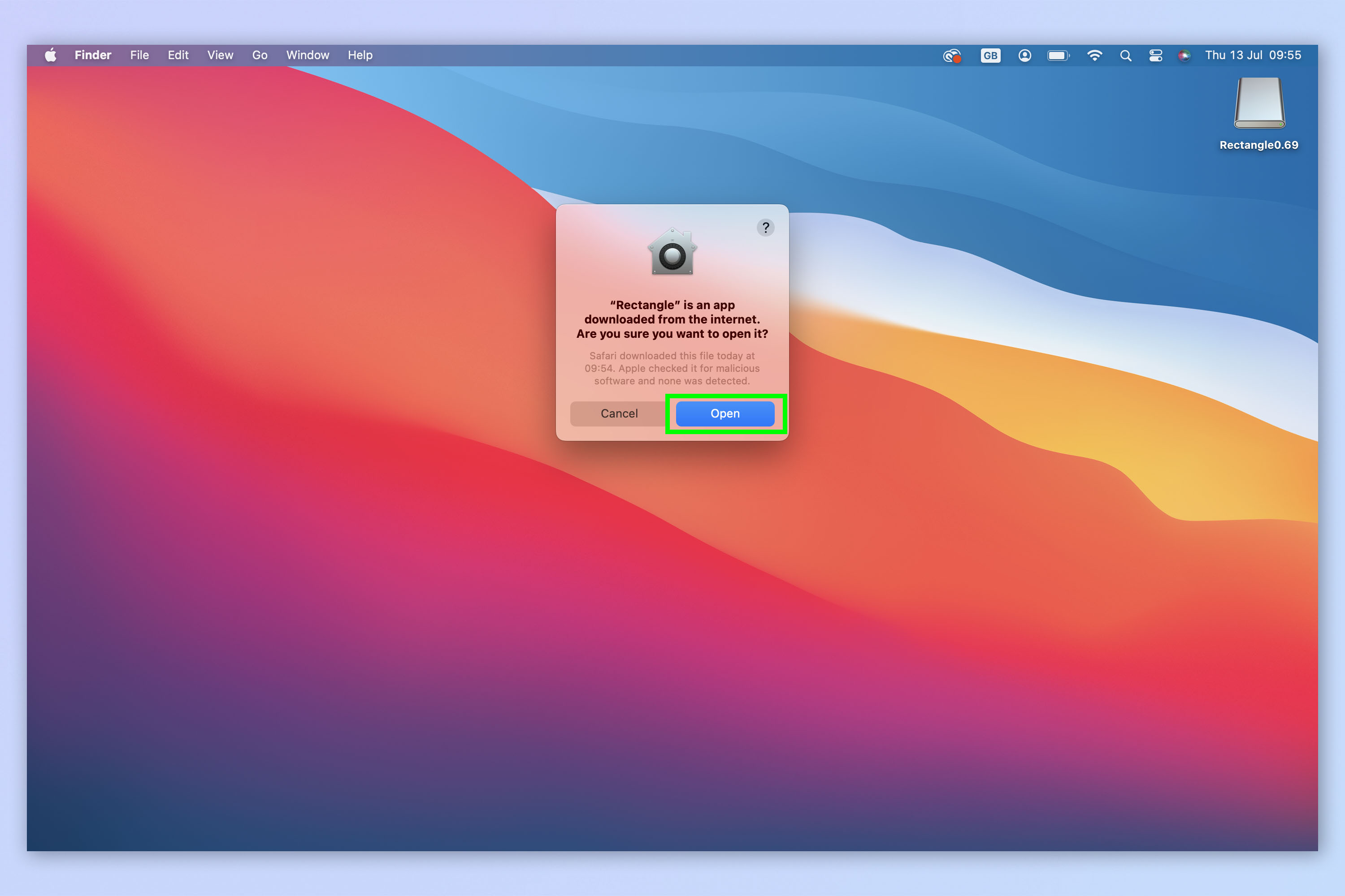Скриншот, показывающий, как привязать окна на Mac