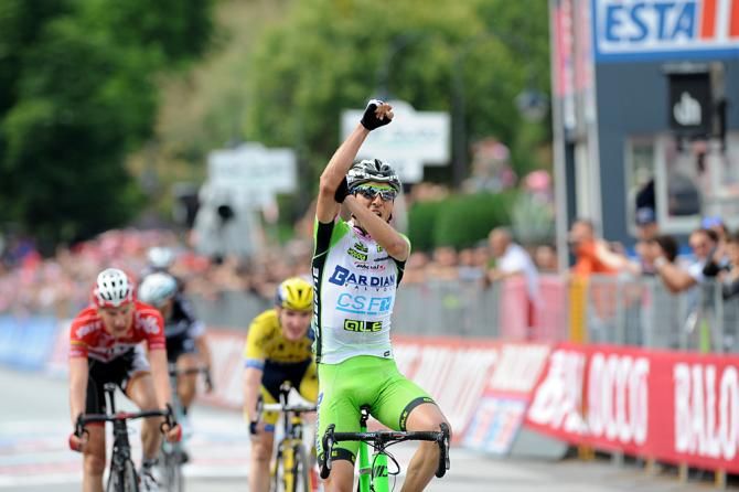 Stefano Pirazzi (Bardiani CSF) celebrates his Giro d'Italia stage win