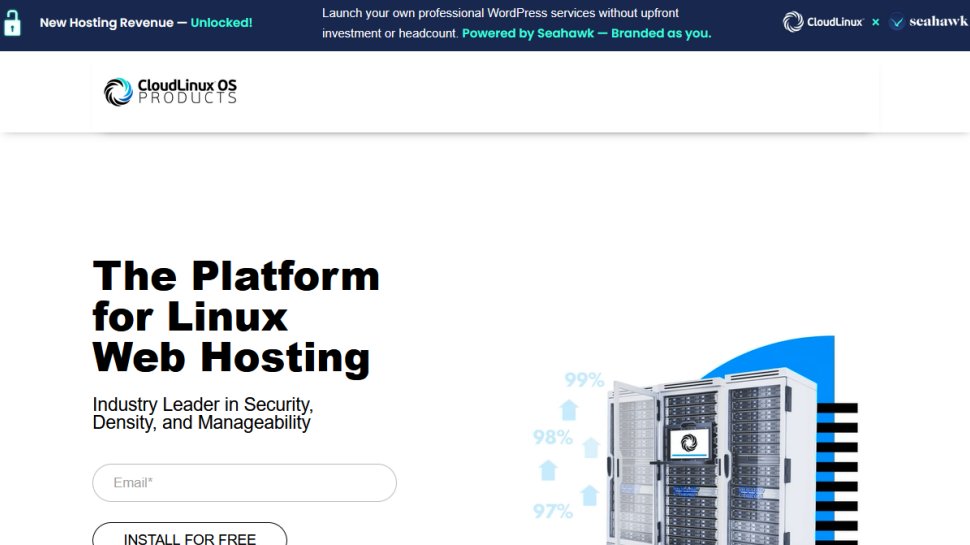 CloudLinux website screenshot (January 2026).