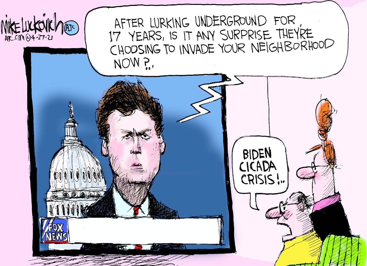 Political Cartoon U.S. fox news tucker carlson biden