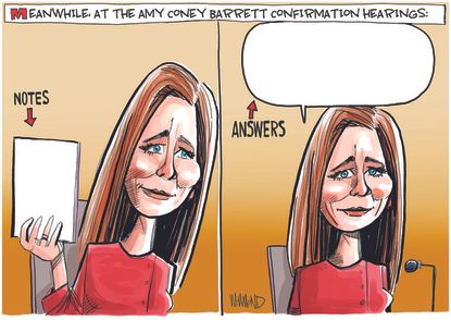 Political Cartoon U.S. Amy Coney Barrett hearing