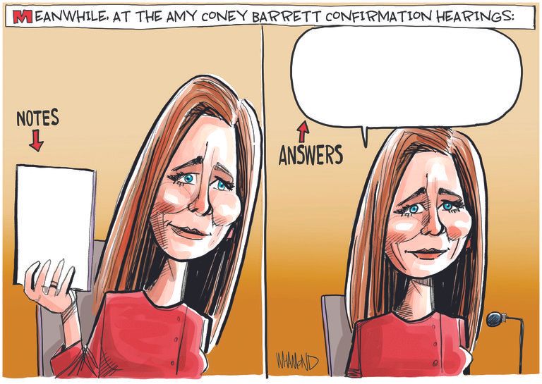 Political Cartoon U.S. Amy Coney Barrett hearing