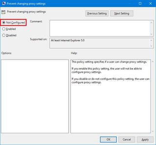 Enable proxy settings on Windows 10 with gpedit