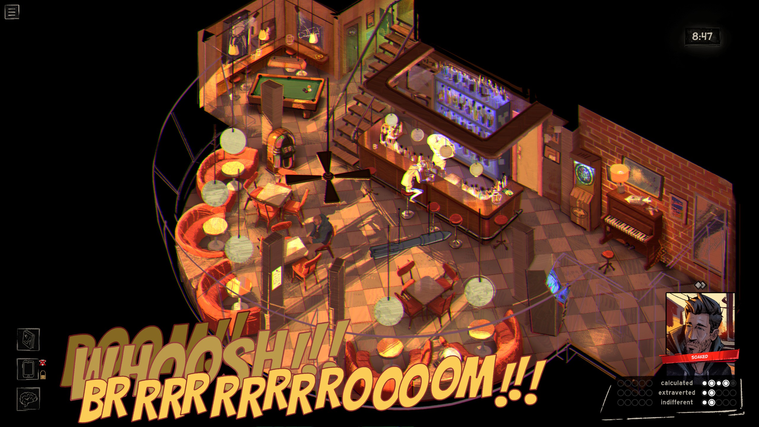 Eugene sits in a bar as the loop resets in Rue Valley