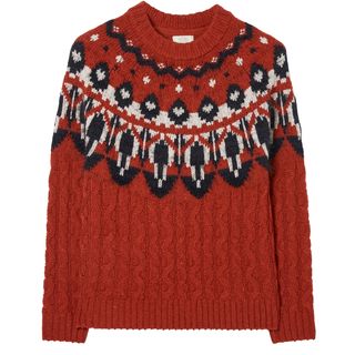 red Fair isle sweater