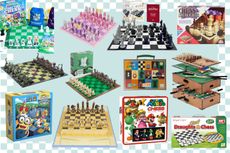 Collage showing the best chess sets for kids