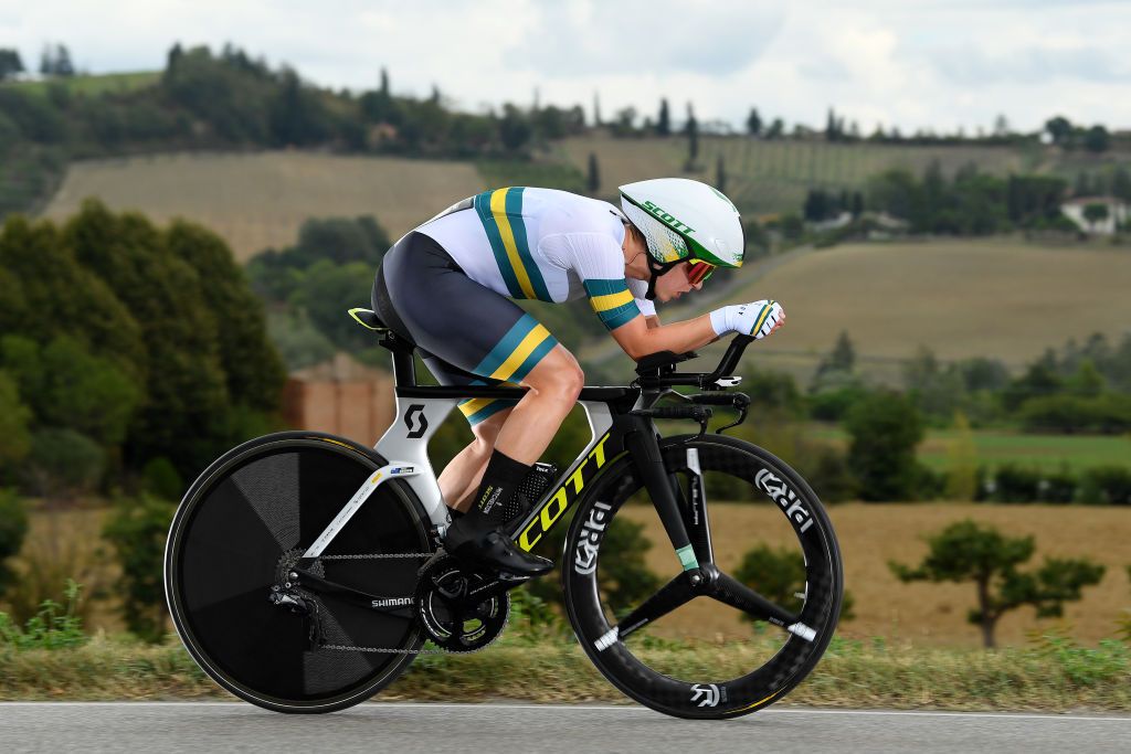 IMOLA ITALY SEPTEMBER 24 Grace Brown of Australia during the 93rd UCI Road World Championships 2020 Women Elite Individual Time Trial a 317km stage from Imola to Imola ITT ImolaEr2020 Imola2020 on September 24 2020 in Imola Italy Photo by Tim de WaeleGetty Images