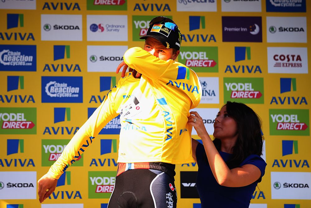 Edvald Boasson Hagen in yellow after stage 7.