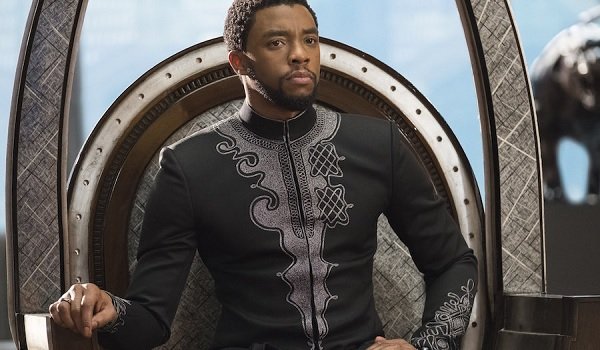 Black Panther Chadwick Boseman T&#039;challa sits on his throne