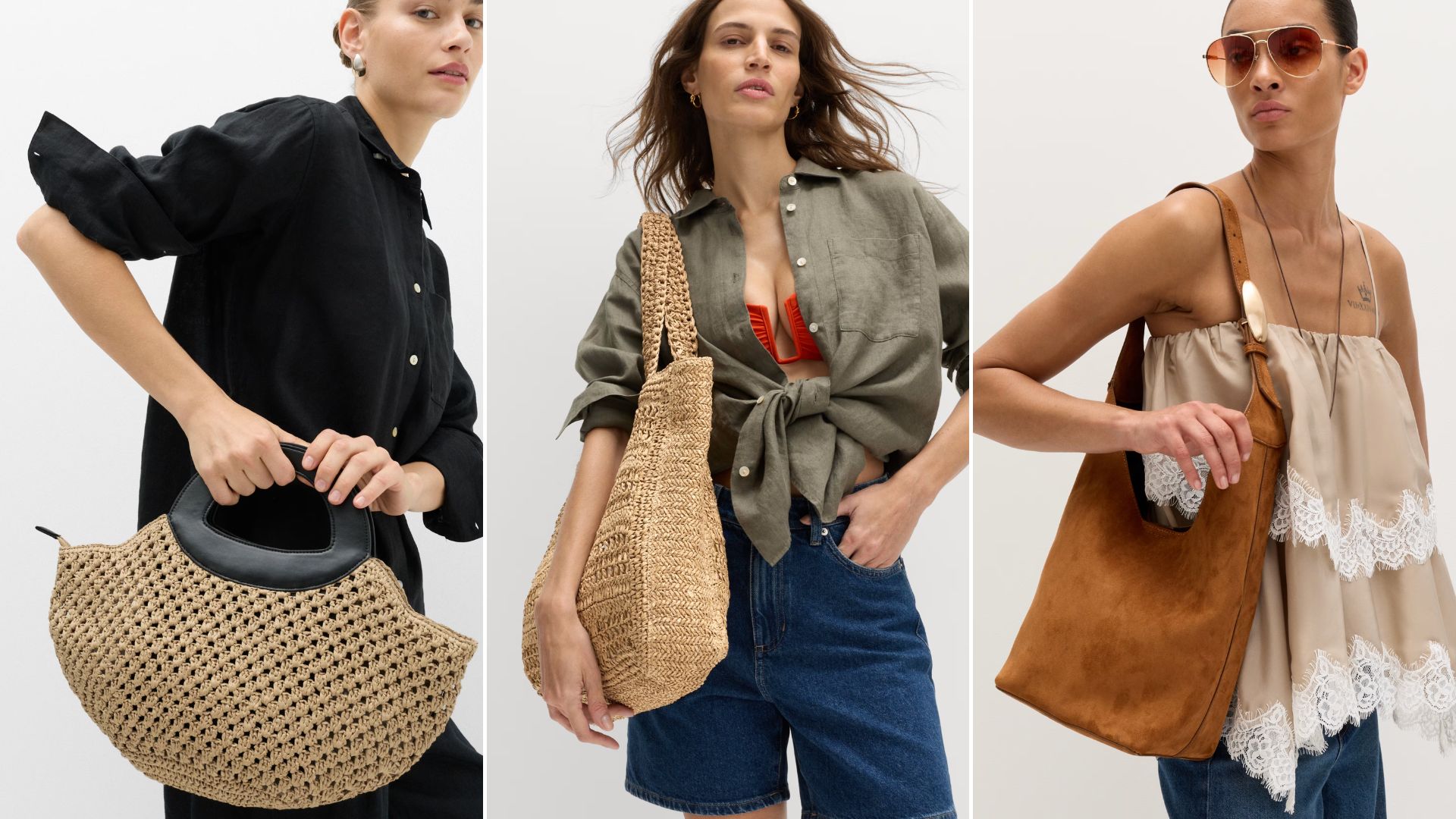 Three models carrying M&amp;S bags 