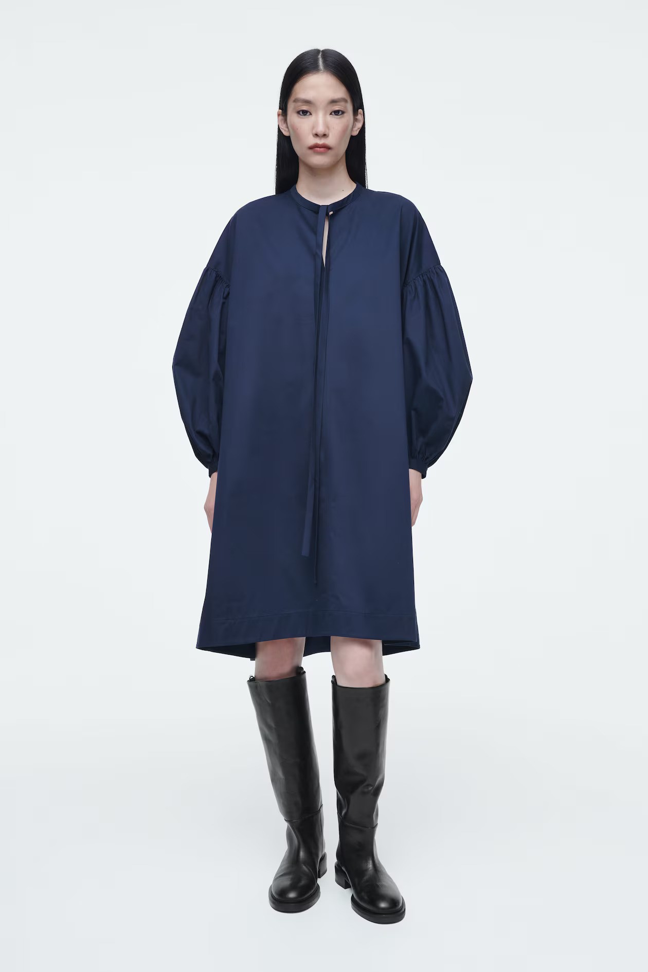 COS, Gathered Tie-Detail Dress