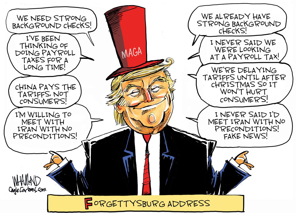 Political Cartoon U.S. Trump Gettysburg Address Lincoln promises | The Week