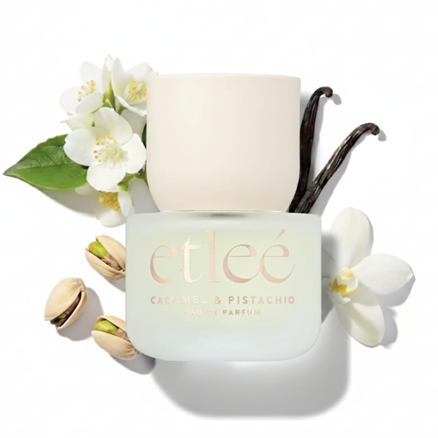 EtleÉ Caramel & Pistachio Eau De Parfum 1.01oz, Long Lasting Perfume Inspired by Sdj 62+kay Pistachio, Aromatic Oriental Notes With Vanilla, Almond, Milk & Jasmine, Luxury Fragrance for Women & Men