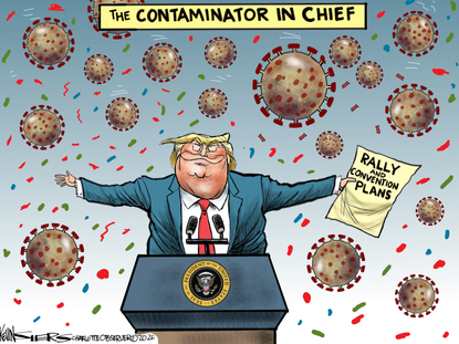 Political Cartoon U.S. Trump Tulsa rally coronavirus