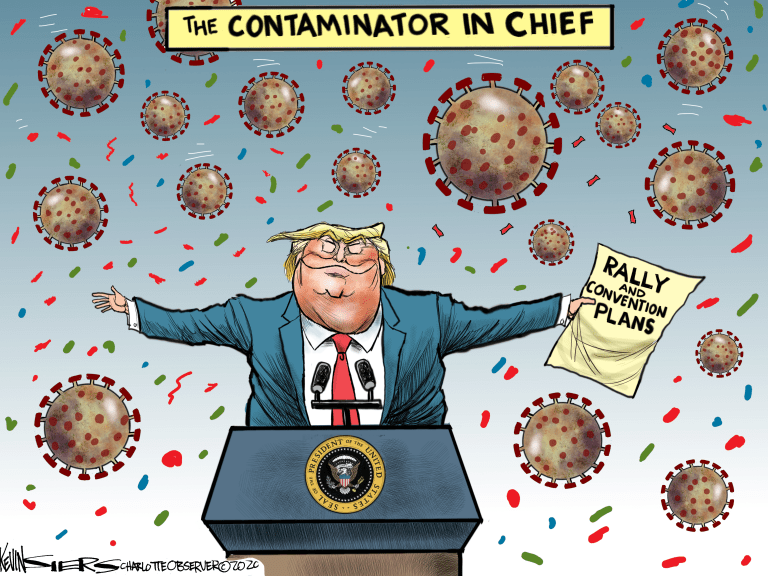 Political Cartoon U.S. Trump Tulsa rally coronavirus