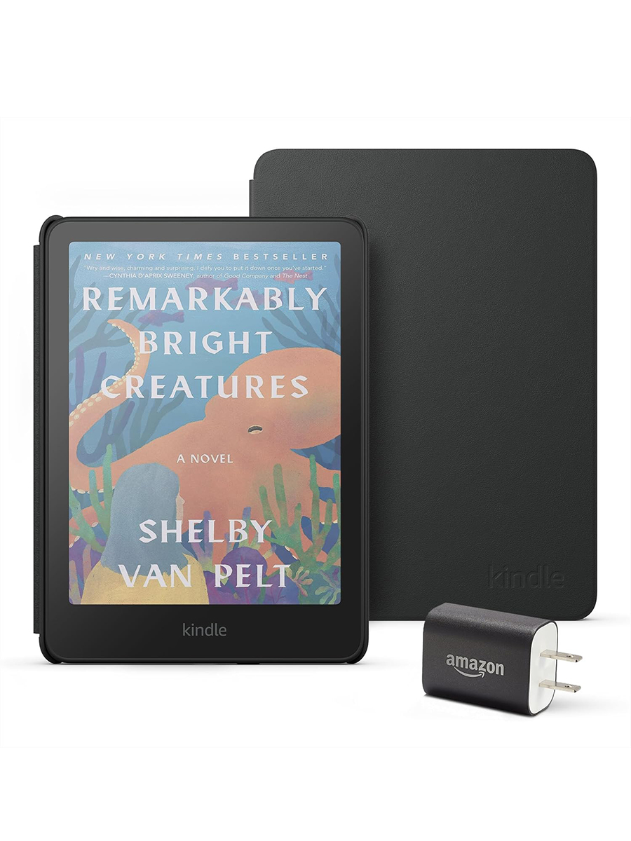 Amazon, Amazon Kindle Colorsoft Essentials Bundle Including Kindle Colorsoft (16 Gb) &amp;ndash; With Color Display - Black, Plant-Based Leather Cover-Raspberry and Power Adapter