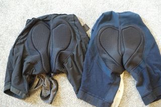 A pair of cycling short chamois pads