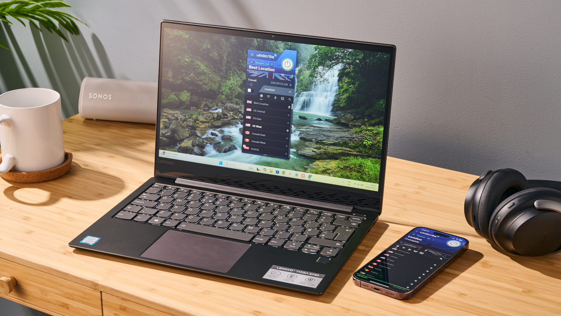 Windscribe app on Windows laptop
