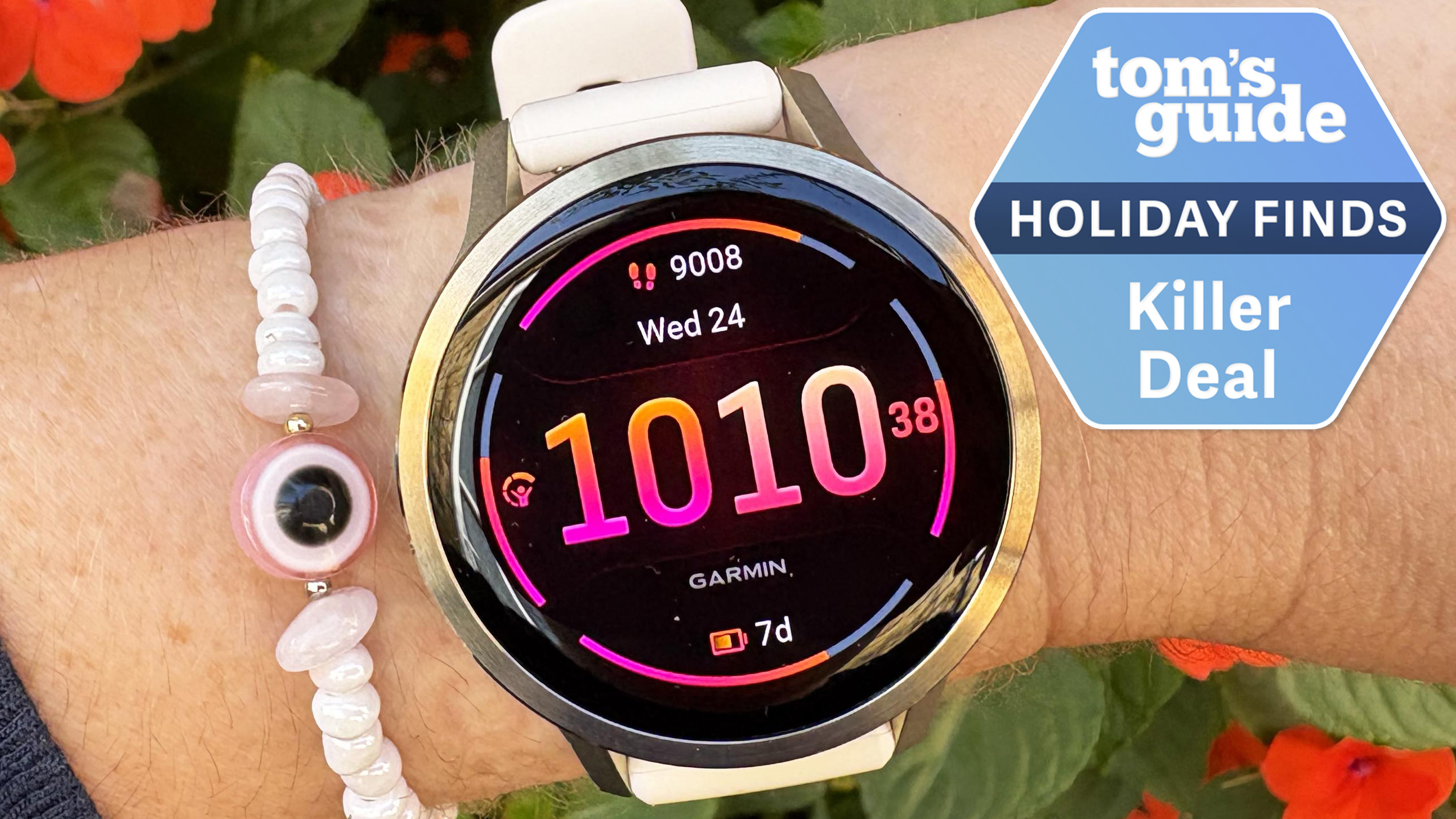 Close-up of the Garmin Venu 4 on a user's wrist