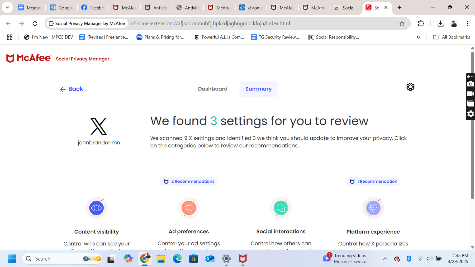 McAfee + Premium screen shot