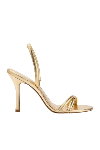 Larroudé, Annie Sandal in Gold Metallic Leather