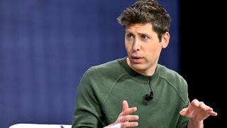 OpenAI CEO Sam Altman speaking on stage at the New York Times Dealbook Summit 2024 at Jazz at Lincoln Center in New York City