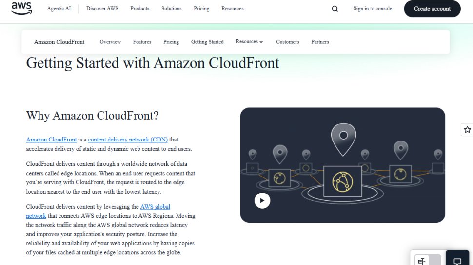 Website screenshot of Amazon CloudFront (September, 2025)