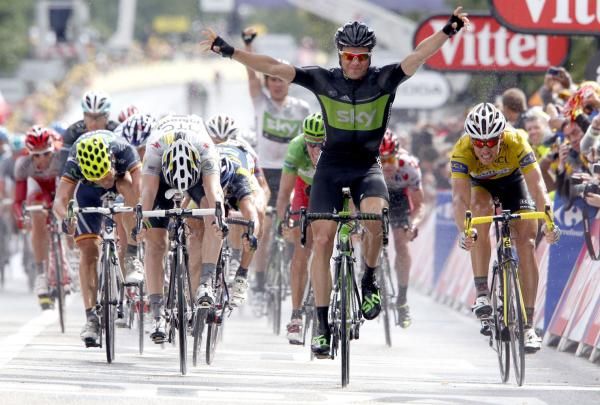 Edvald Boasson Hagen (Team Sky) celebrates his first win at the Tour de France