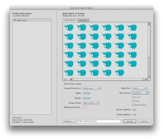 Adobe Flash CS6: The new Generate Sprite Sheet dialog