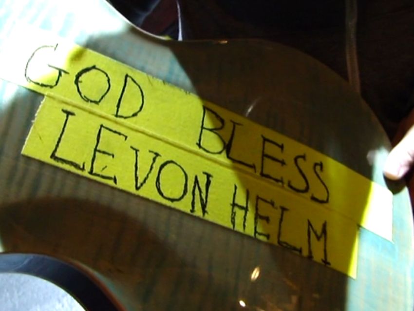 Myers put a special message on the back of one of his PRS guitars
