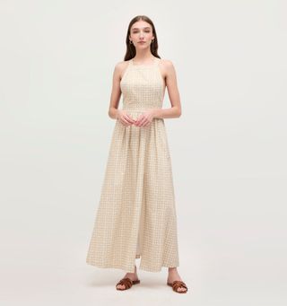 The Addie Dress - Sand Basketweave Cotton Sateen