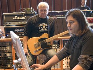 Rush producer Nick Raskulinecz with Alex Lifeson.