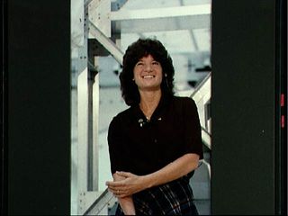 Astronaut Sally Ride answers questions from an interviewer about STS-7 mission.