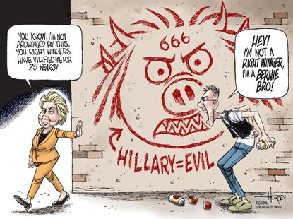 Political Cartoon U.S. Hillary Bernie