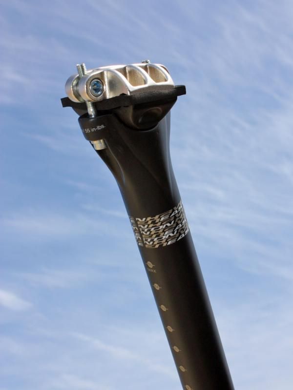 The seatpost head design is borrowed from Easton's EC70 but the carbon mast is beefed up to handle more abuse.