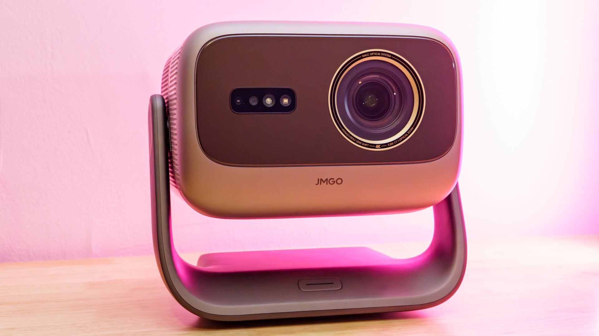 A JMGO N3 Ultimate projector on a desk